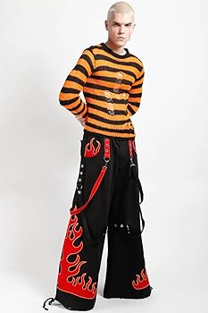 TRIPP NYC Flame ファイヤーパンツ グランジ Tripp NYC Flame Dark Street Pants [Black/RED] Gothic Punk